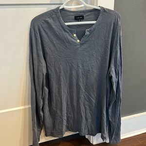 JOE’S. Men’s, washed blue, long sleeved 2 button t-shirt.
